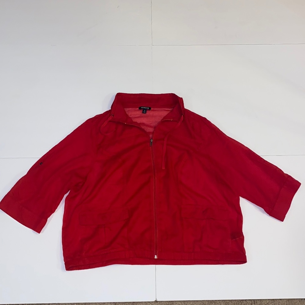 TORRID Red Sheer Jacket 3/4 sleeve